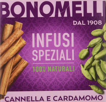 Bonomelli, Infusi Speziali, Cannella e Cardamomo, Ingredienti 100% Naturali, Aroma Dolce e Fresco, Miscela Senza Caffeina, Pacco da 12 Confezioni x 10 Filtri