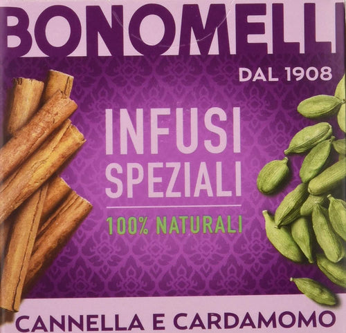 Bonomelli, Infusi Speziali, Cannella e Cardamomo, Ingredienti 100% Naturali, Aroma Dolce e Fresco, Miscela Senza Caffeina, Pacco da 12 Confezioni x 10 Filtri