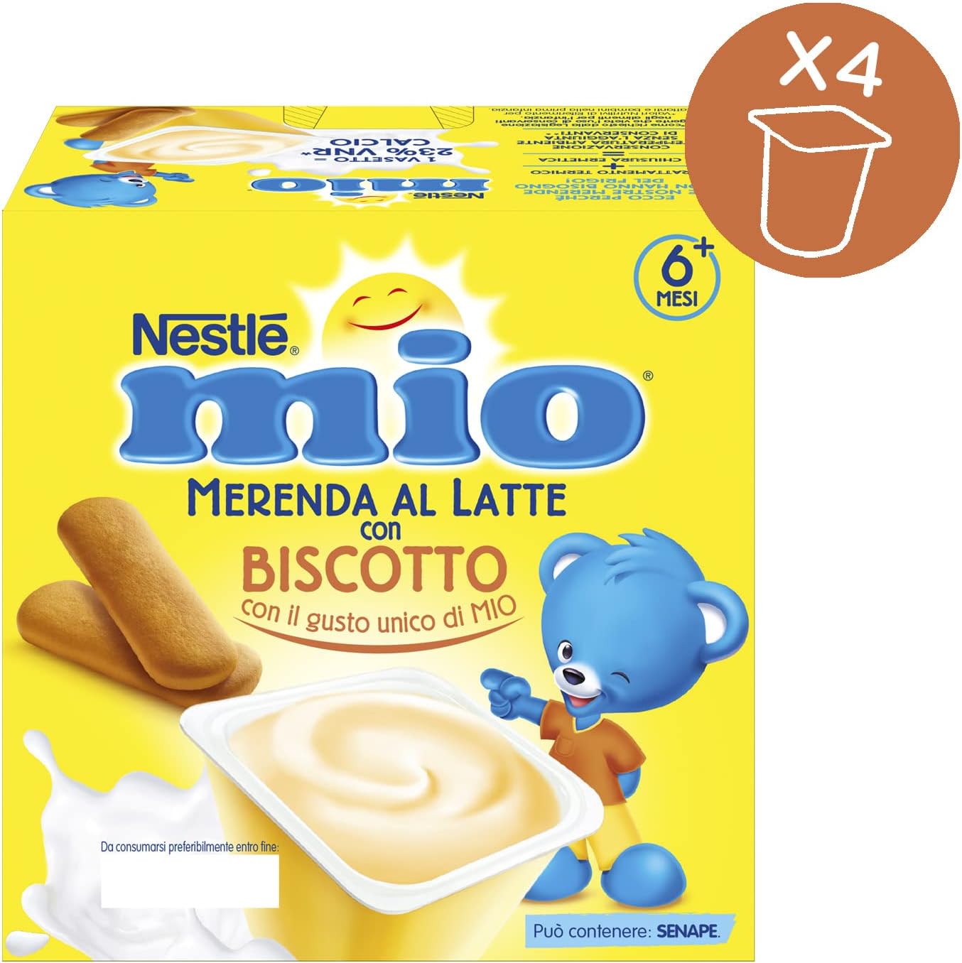 Nestlé Mio Merenda al Latte Biscotto da 6 Mesi, 4 x 100g