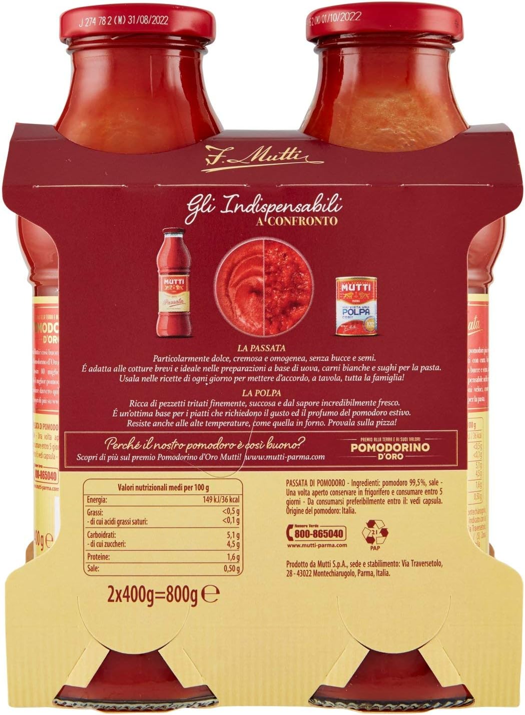 Mutti Passata di Pomodoro, 2 x 400g