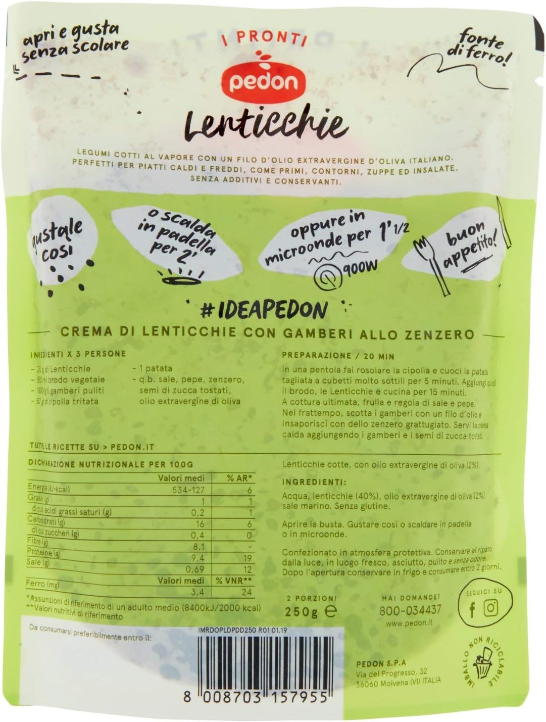 Pedon Lenticchie Già Pronte, 250g