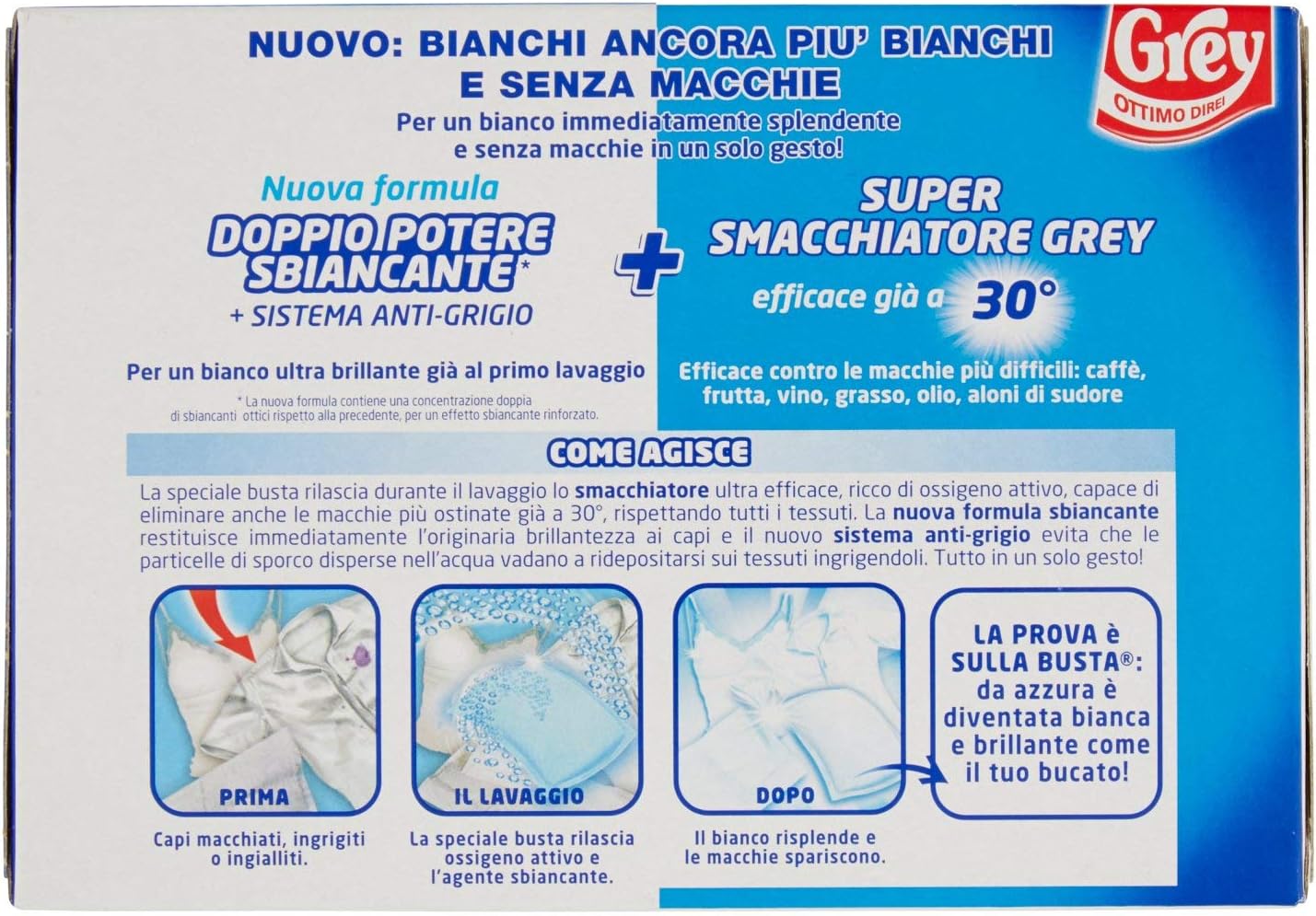 Grey Sbianca e Smacchia Buste Detergente, 10 Pezzi