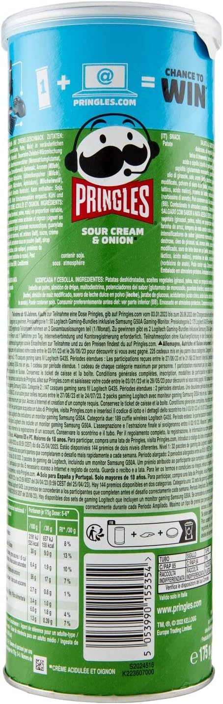 Pringles Chips di Patate Sour Cream e Onion, 175g