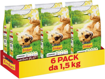 Purina Friskies Nutri Soft Crocchette Cani con Manzo, 6 Confezioni da 1,5 kg