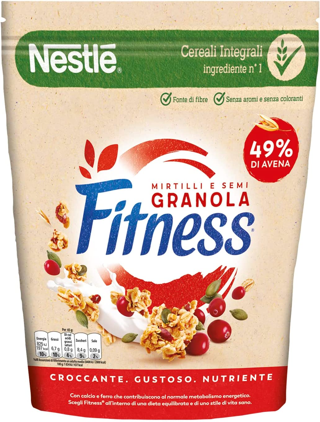 NESTLÉ FITNESS Granola Mirtilli Rossi e Semi di Zucca Cereali Croccanti, Confezione da 300g