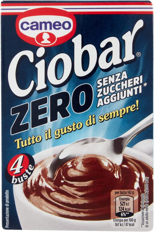 Cameo Ciobar Zero Cioccolata Senza Zuccheri Aggiunti, 4 x 19 g