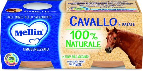 Mellin Omogeneizzato di Cavallo e Patate 100% Naturale – 24 Vasetti da 80 gr