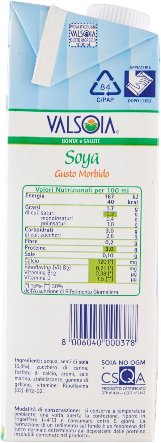 Valsoia Bevanda di Soya Gusto Morbido - 1 l