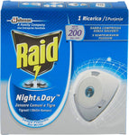 Raid Night & Day Ricarica, Antizanzare e Antimosche, Inodore a Sabbia Compressa, 1 Confezione da 1 Ricarica
