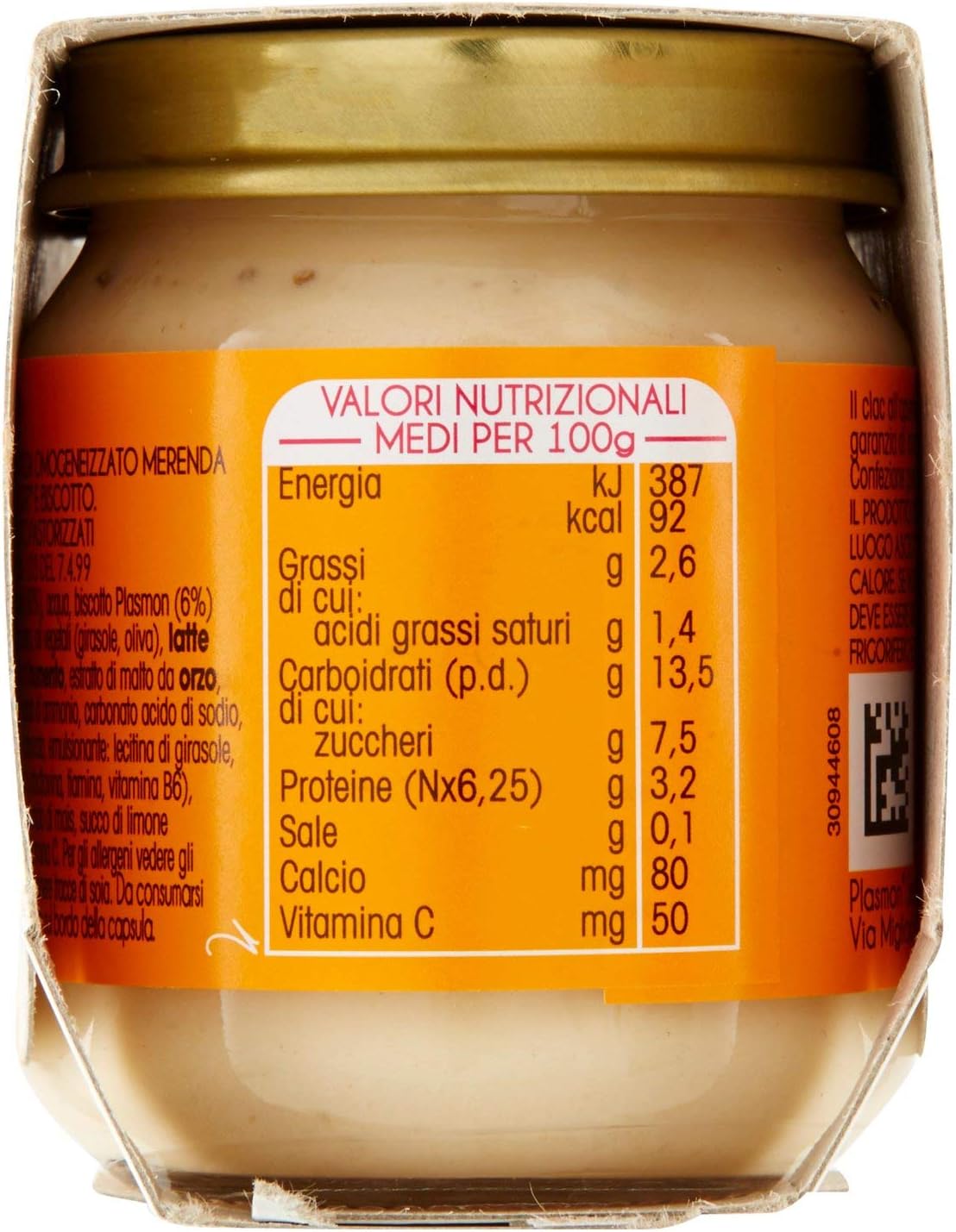 Plasmon Merenda Yogurt e Biscotto Omogeneizzato con Fermenti Lattici Pastorizzati, 2 x 120g