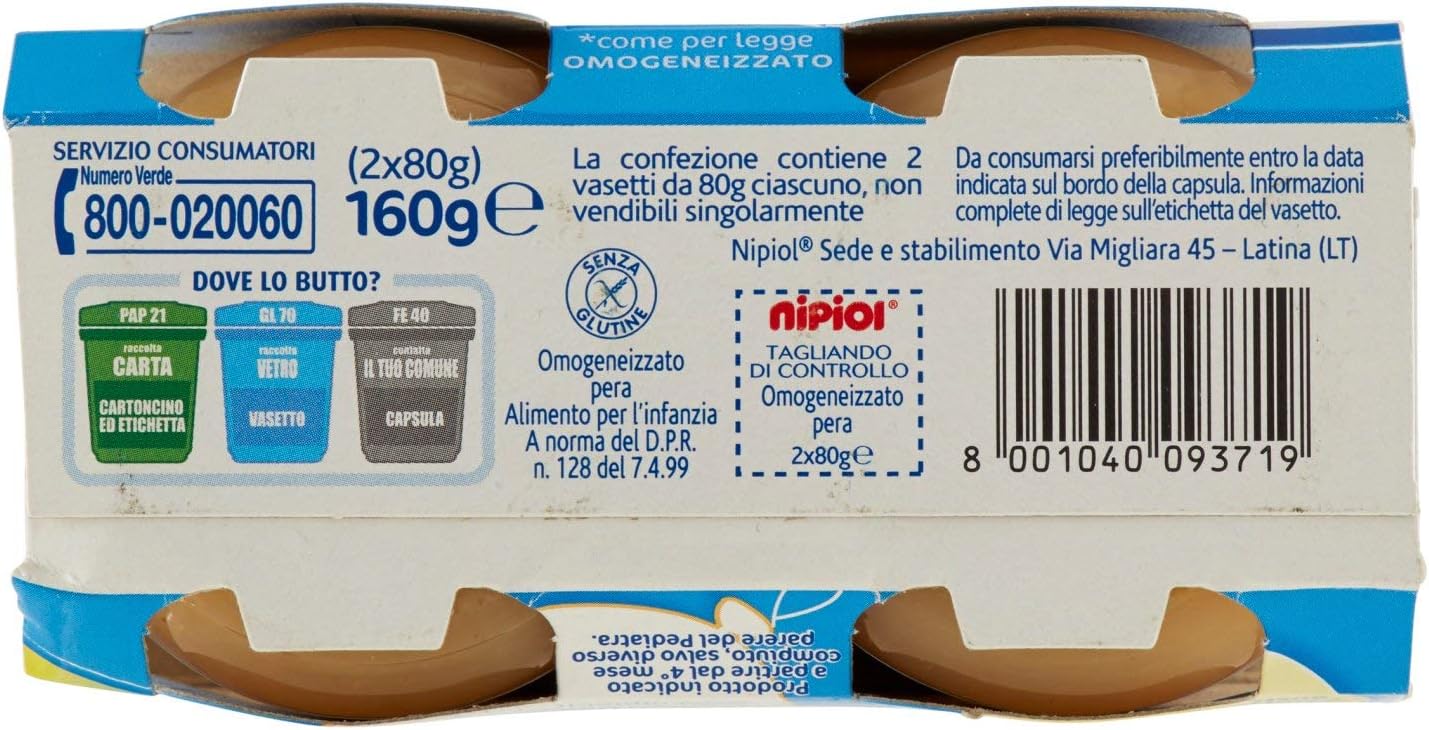 Nipiol Pera Omogeneizzato 2 x 80 g