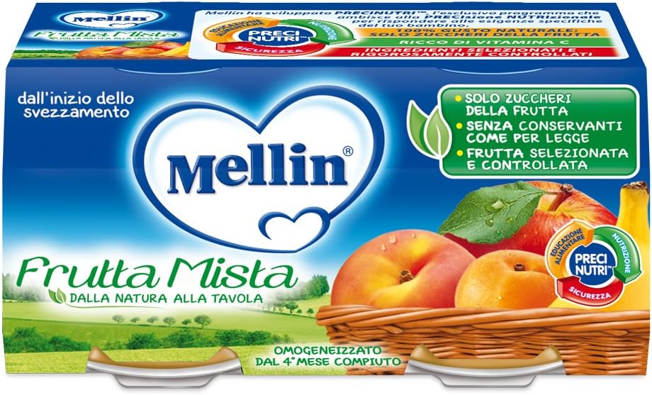 Mellin Omogeneizzato Frutta Mista - 12 Vasetti da 100 gr