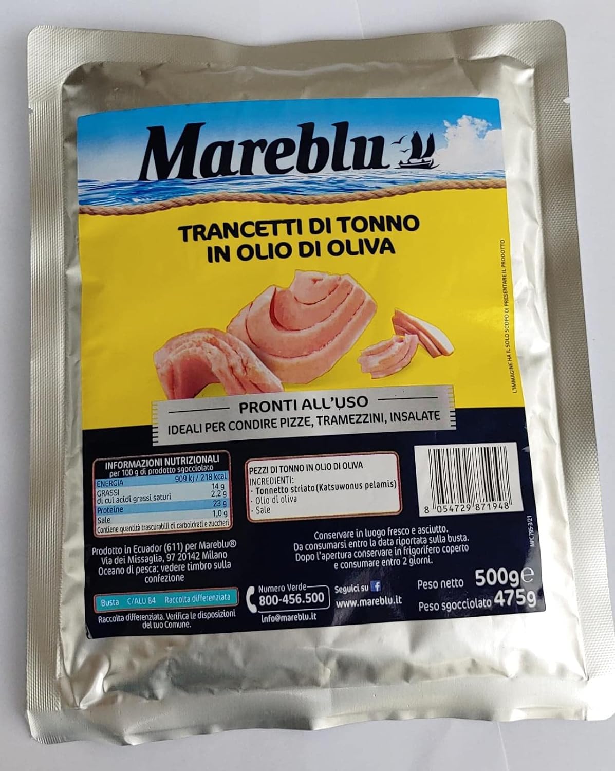 MAREBLU' 160245 Tonno Trancetti Olio Oliva Bs, Gr 500
