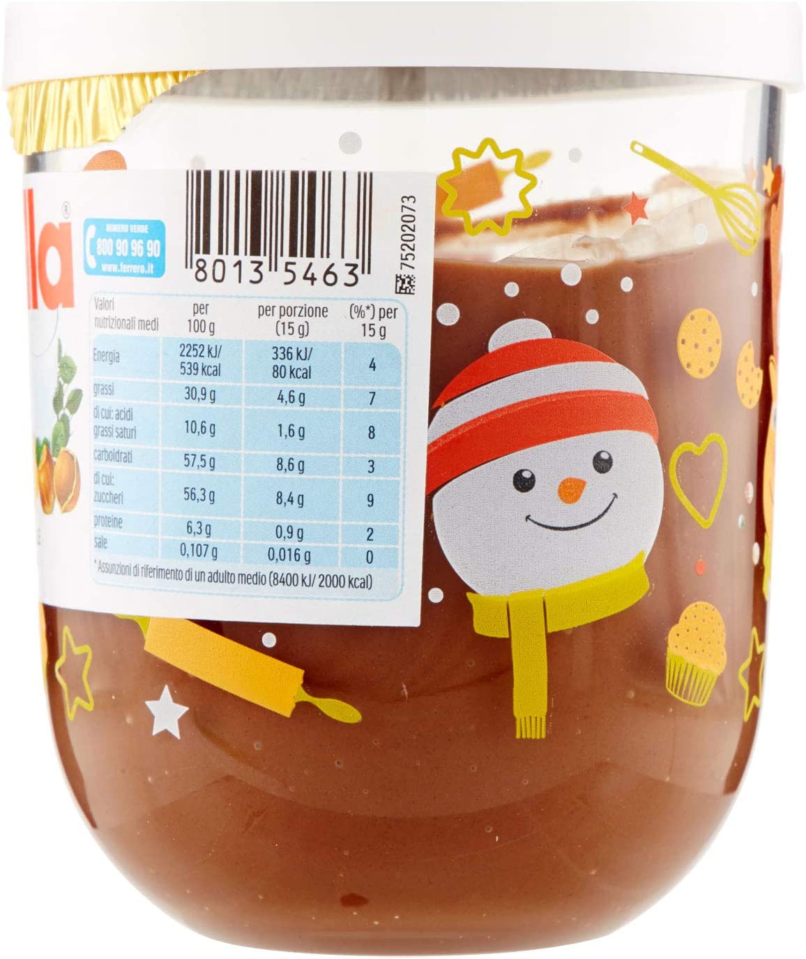 FERRERO - Barattoli di vetro Nutella in miniatura, set di 26 unità da 25 g, crema spalmabile FERRERO - Barattoli di vetro Nutella in miniatura, set di 26 unità da 25 g, crema spalmabile