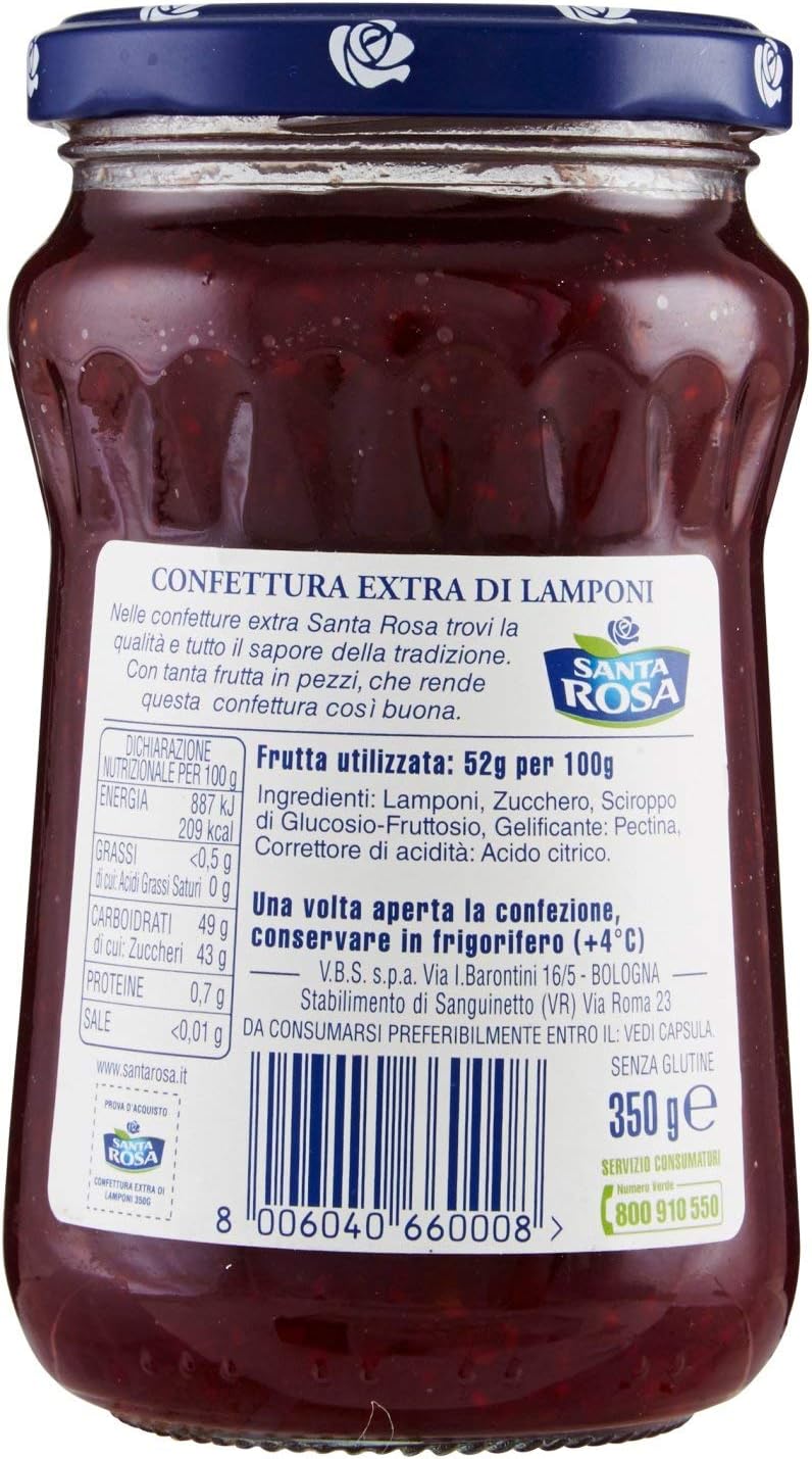 Santa Rosa - Confettura extra di Lamponi - 350 g