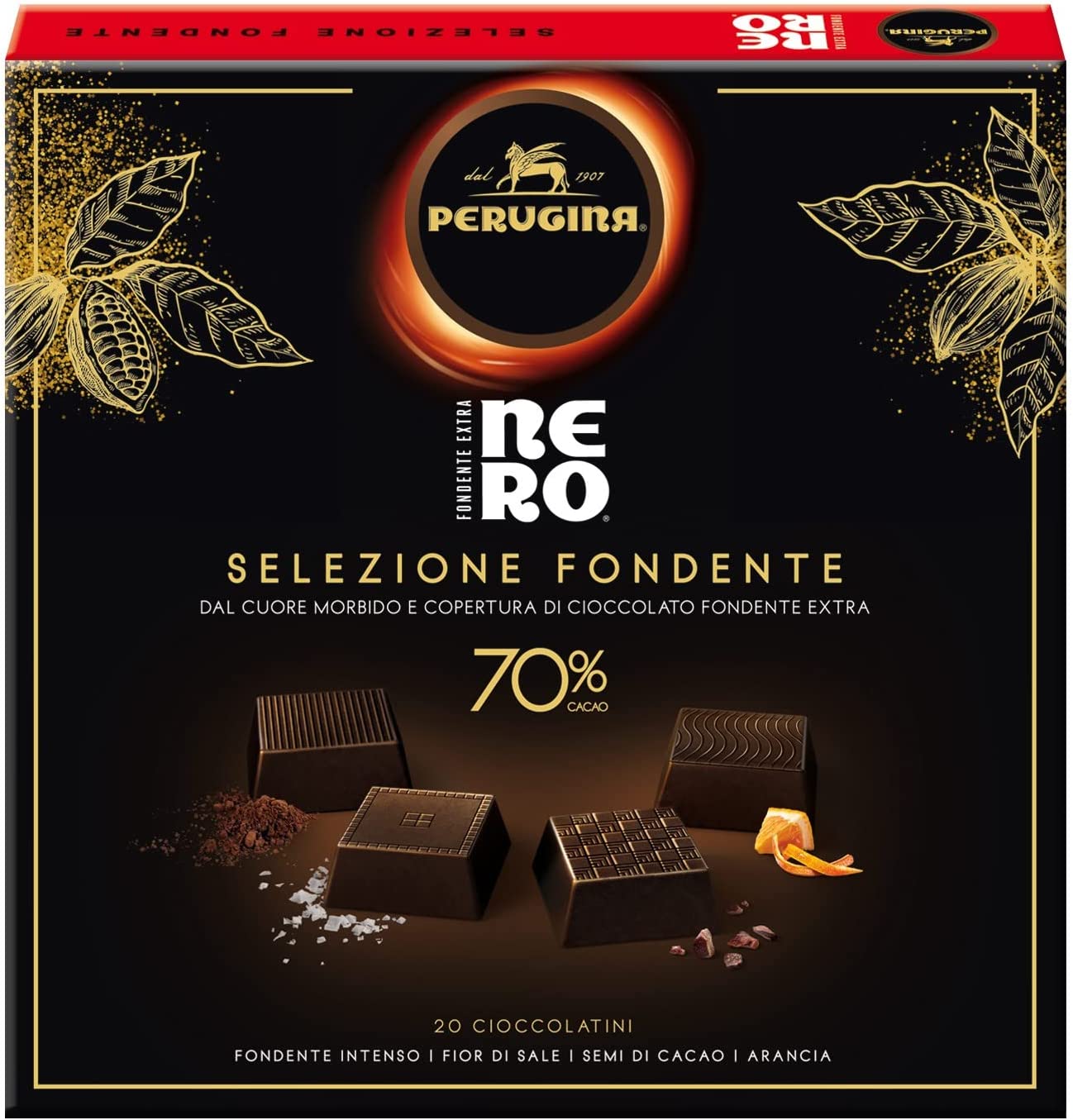 Perugina Nero Selezione Fondente Cioccolatini Assortiti di Cioccolato Fondente Extra Scatola Regalo, 143g