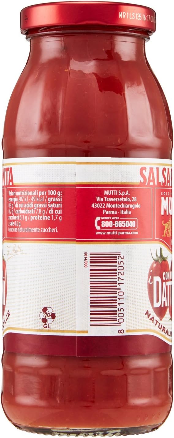 Mutti Salsa Di Pomodori Datterini Vetro, 300g