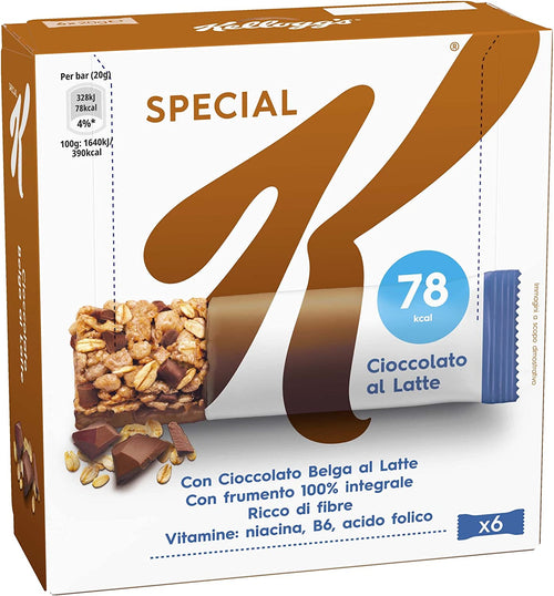 Kellog's Barrette di Cereali con Cioccolato, 6 x 20g