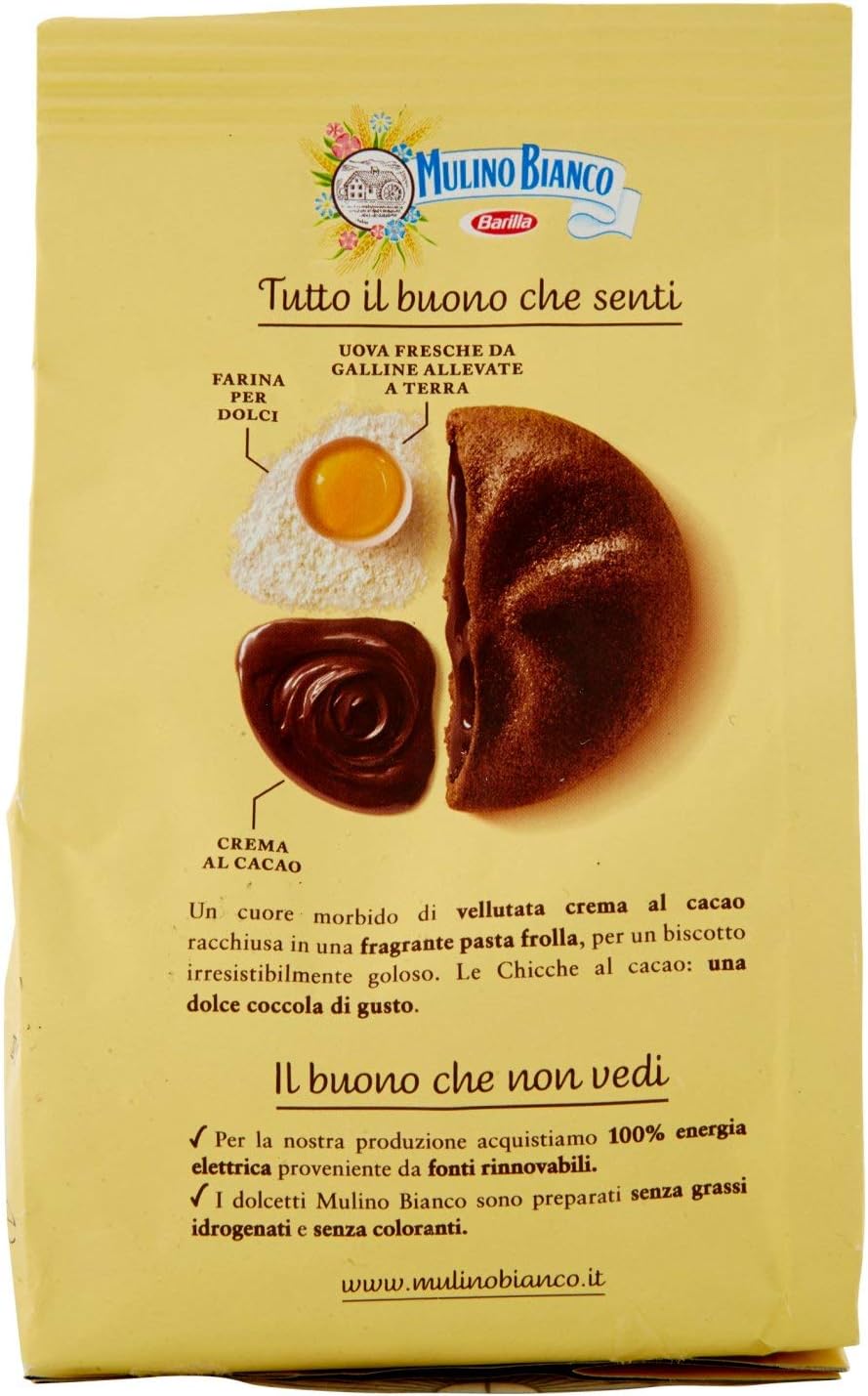 Mulino Bianco Biscotti Frollini Chicche con Crema al Cacao, Colazione Ricca di Gusto, 200 gr