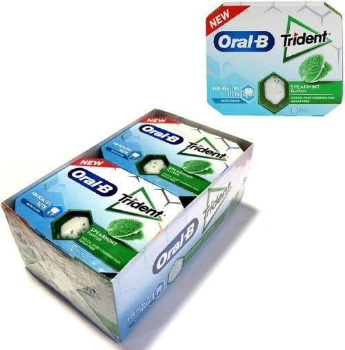 12 GOMME DA MASTICARE ORAL B TRIDENT SPEARMINT PACCHETTI DA 17 GR