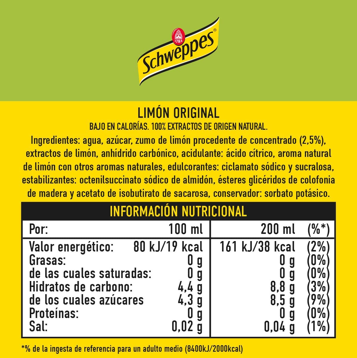 Schweppes – Limone originale, flacone da 1 l, confezione da 4