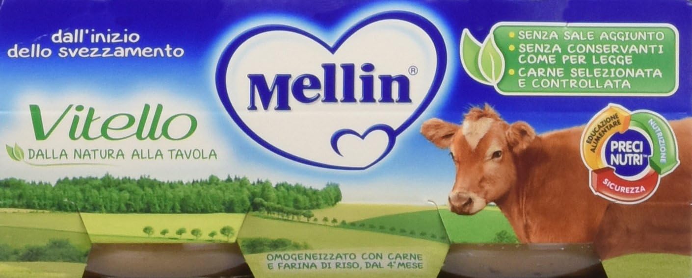 Mellin Omogeneizzato Vitello - 12 confezioni da 2 pezzi da 80 g [24 pezzi, 1920 g]