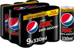 Pepsi Max Zero Caffeina 330 ml - Rinfresco di Coda con Zero Zucchero, confezione da 9