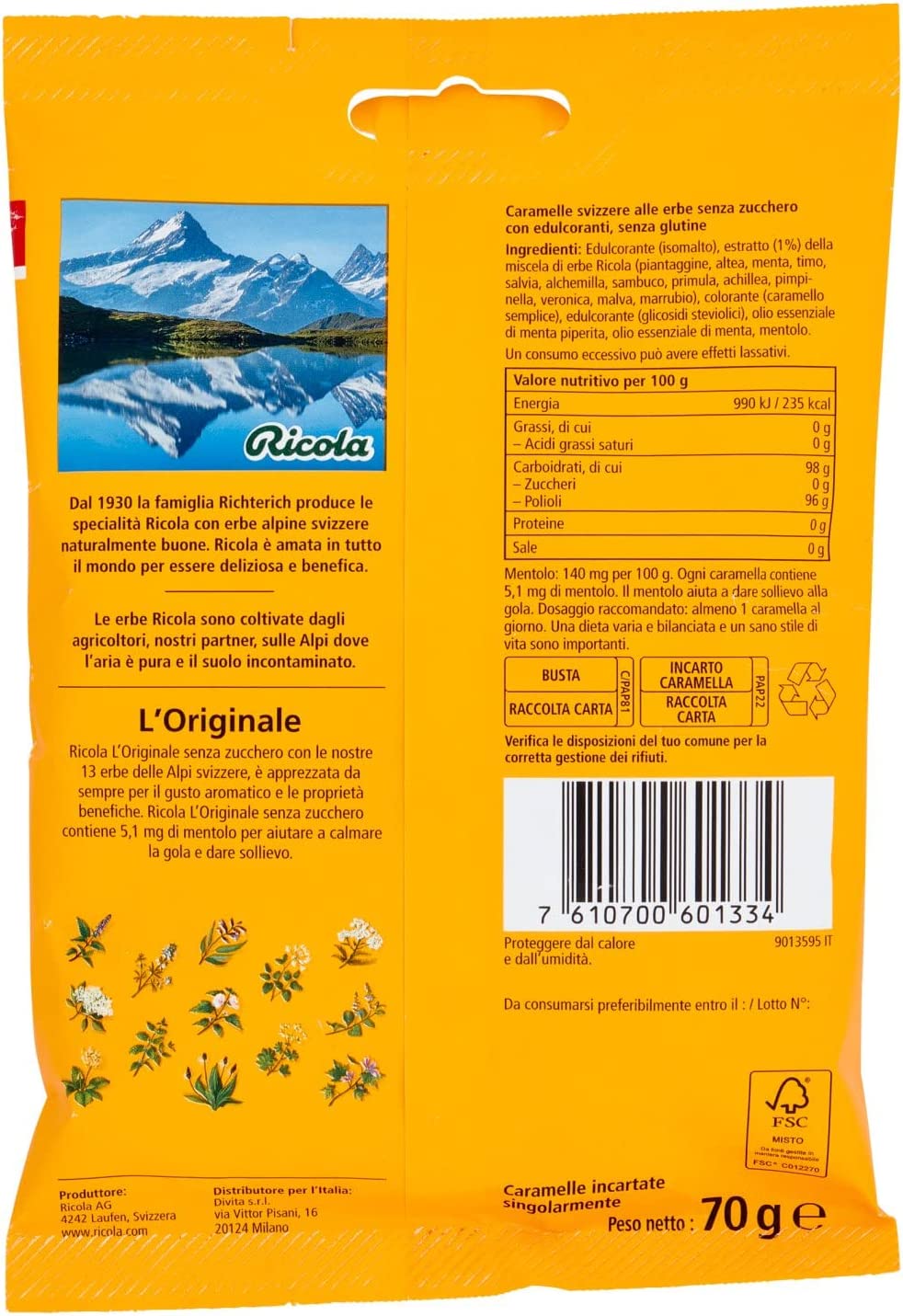 Ricola Ricola Erbe Balsamiche 70 G, 1 x 70 g