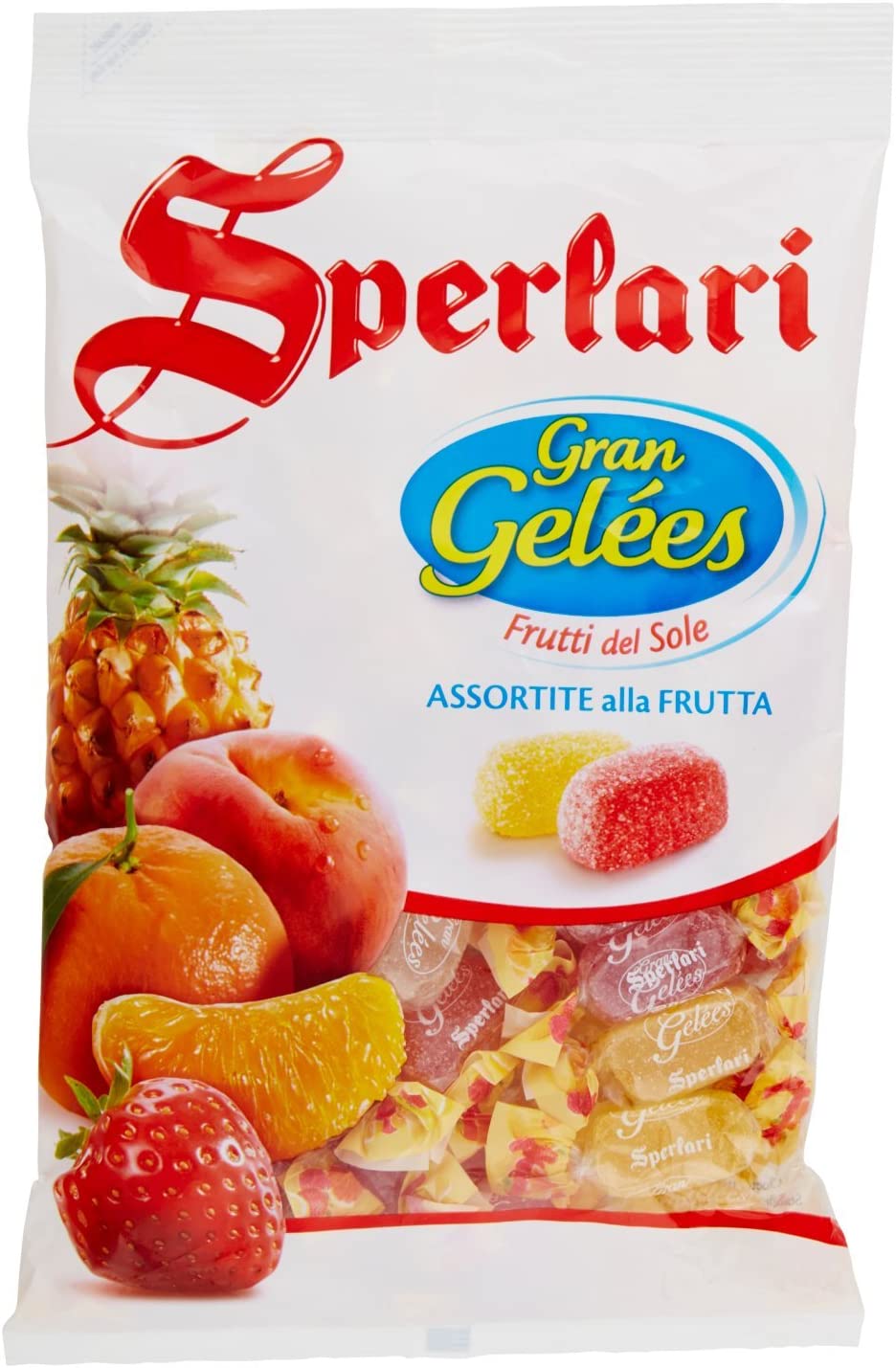 Sperlari - Caramelle Gran Gelèes Assortite Frutti Del Sole, Intenso Sapore Di Frutta: Pesca, Mandarino, Fragola E Ananas - Sacchetto Da 400 Gr