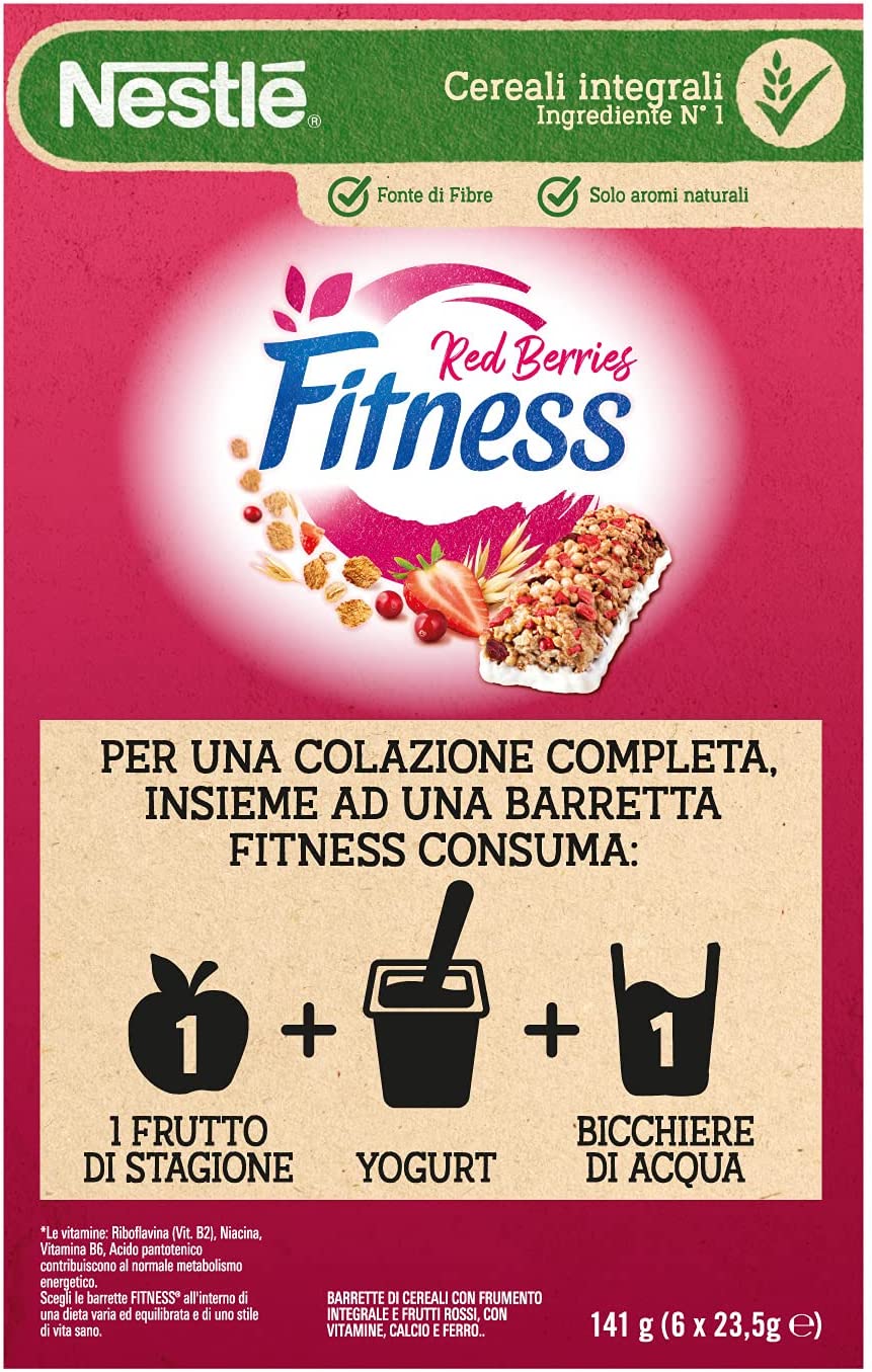 FITNESS FRUTTI ROSSI Barretta di Cereali con Frutti Rossi 6 Pezzi