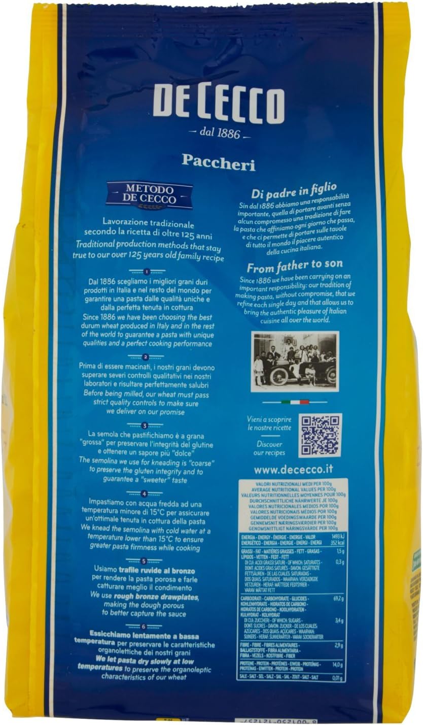 De Cecco Spec."B"125 Paccheri - 6 pezzi da 500 g [3 kg]