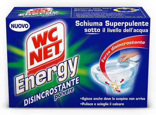 Wc Net - Energy Disincrostante, Detergente Anticalcare in Polvere per WC, Schiuma Autopulente, 4 Buste x 1 Confezione