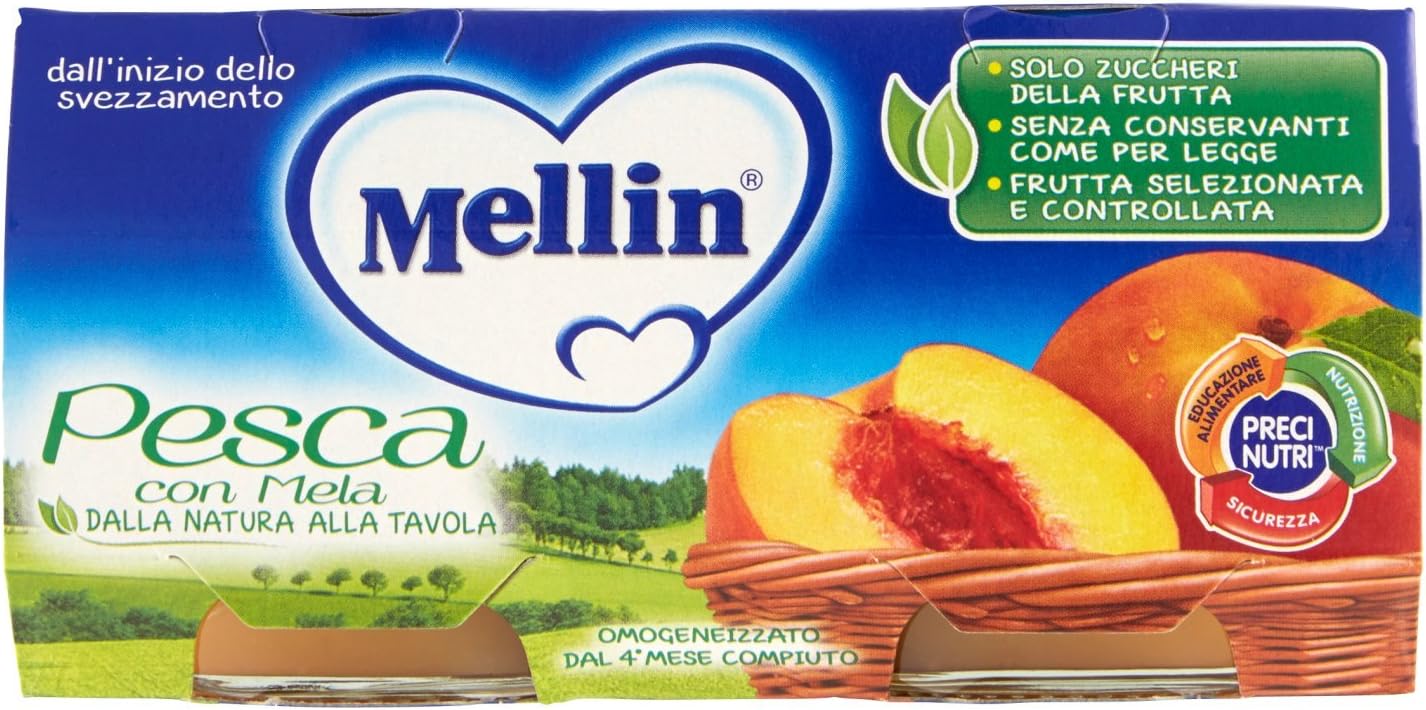 Mellin Omogeneizzato Pesca, 2 x 100g