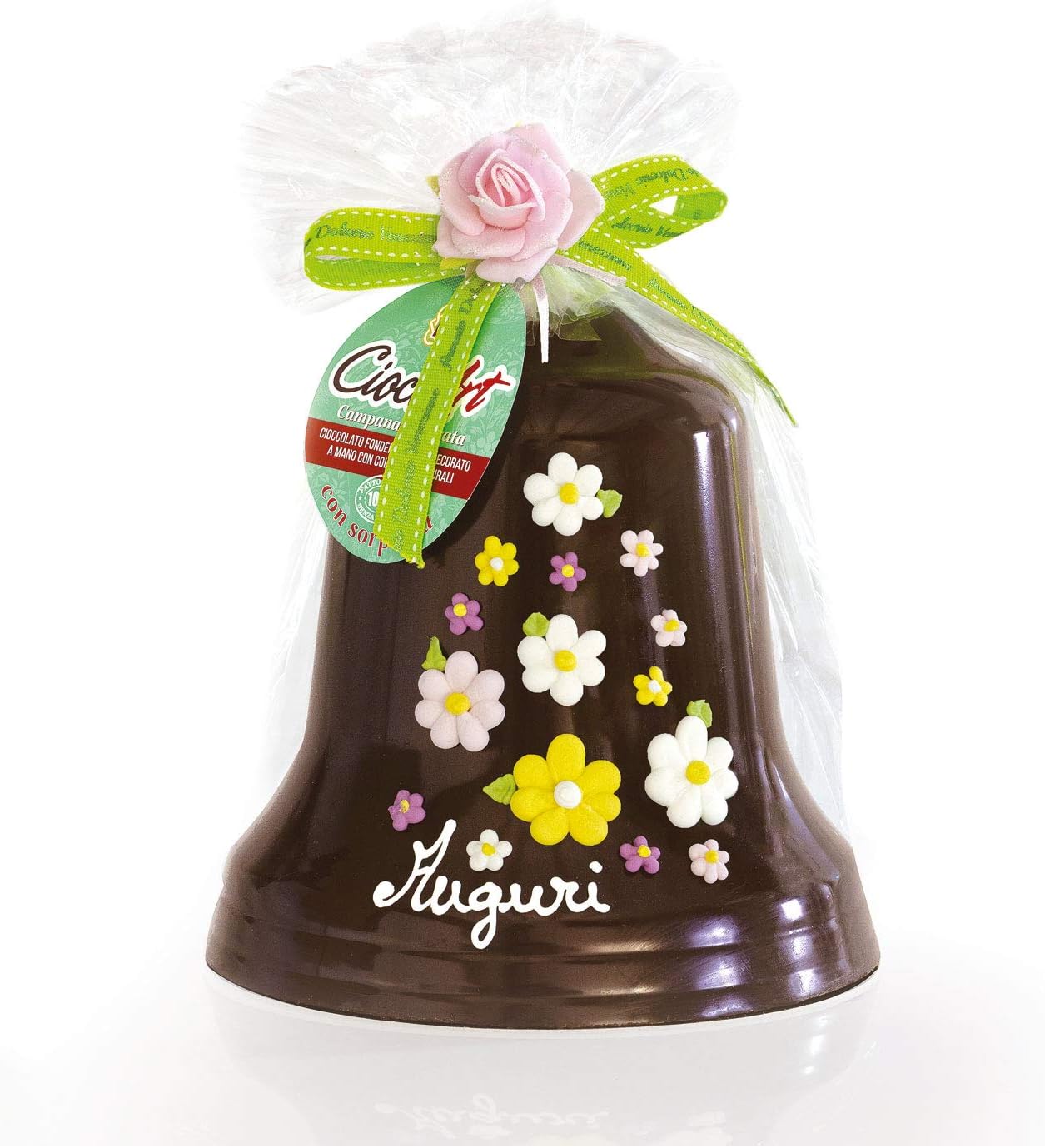 CAMPANA DECORATA da 500G - Pasqua Pasquale Cioccolato extra fondente SENZA GLUTINE - SENZA OLIO DI PALMA