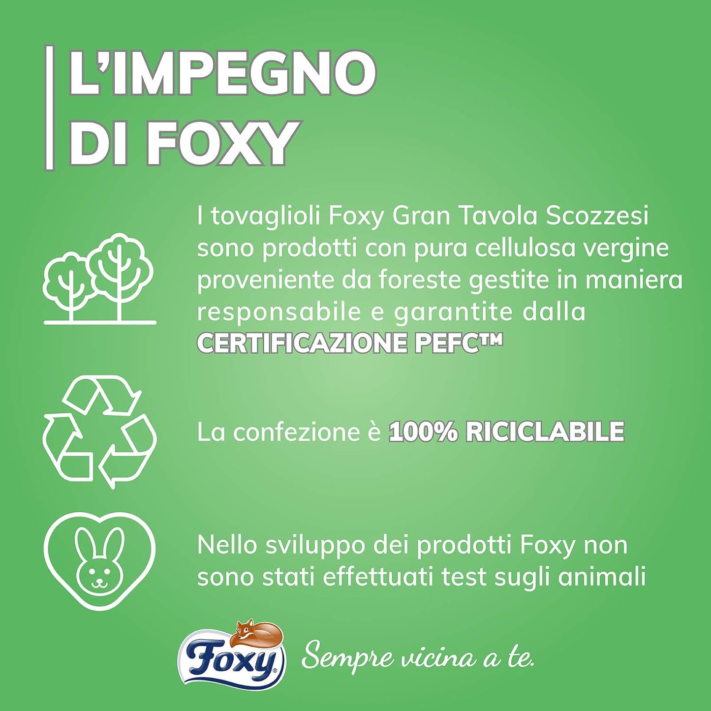 Foxy GranTavola Scozzesi | Tovaglioli Doppiovelo | 43 pezzi 32x32,5cm | Decoro scozzese 4 colori | Carta 100% certificata PEFC™ | Confezione 100% riciclabile