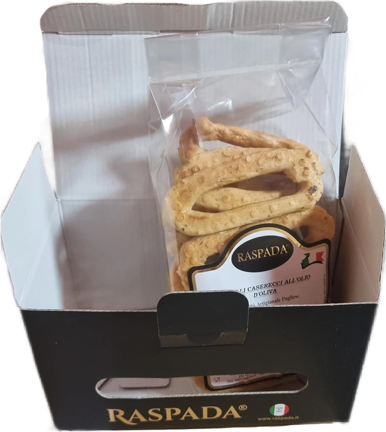 Raspada Taralli Artigianali Pugliesi fatti a mano autentici - Qualità pregiata Made in Italy (Olio d'Oliva, 1 Astuccio)