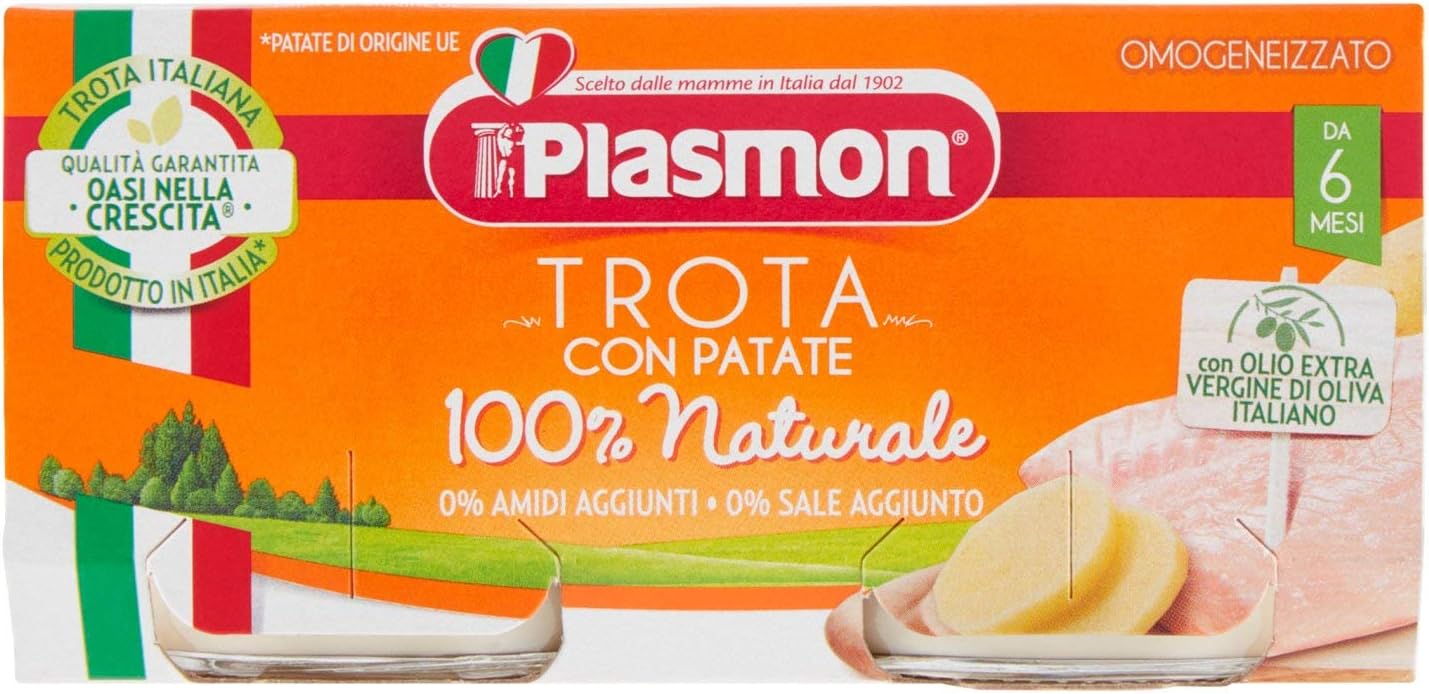 Plasmon Omogeneizzato Trota con Patate, 2 x 80g