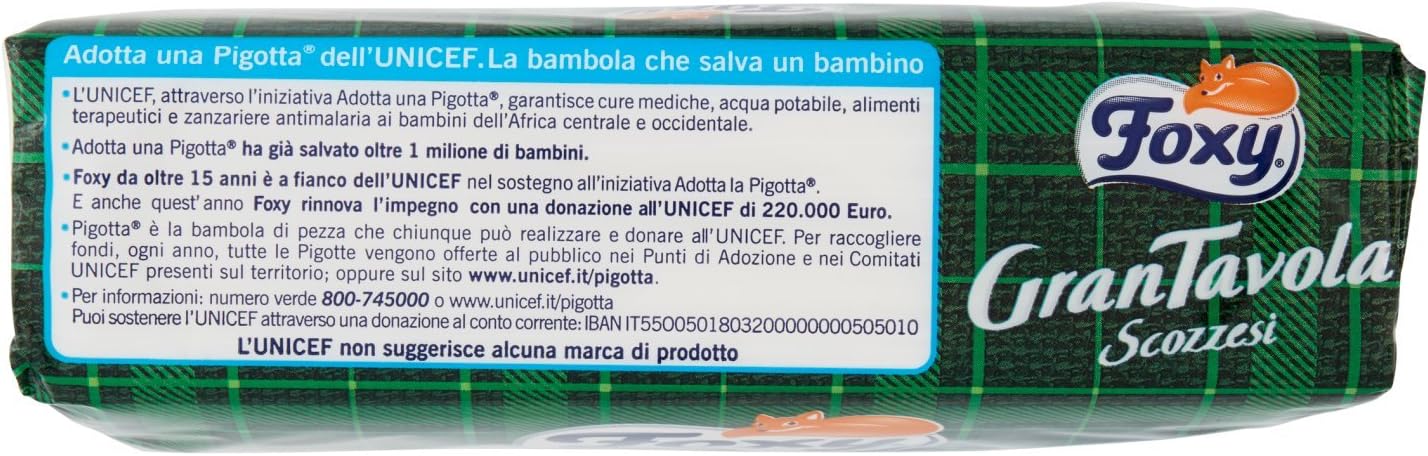 Foxy - Tovaglioli Doppiovelo, GranTavola Scozzesi - 9 confezioni da 43 pezzi [387 pezzi]