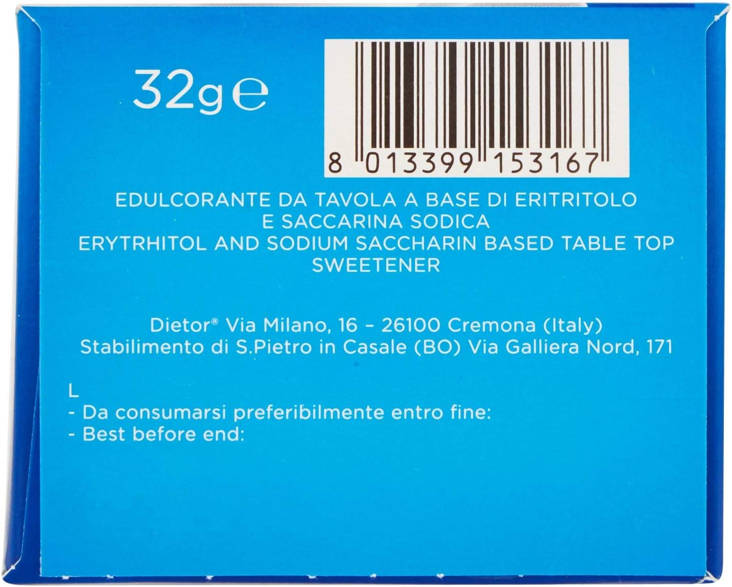 Dietor Dolcificante, Zero Calorie, 40 x 0.8g