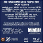 BACI PERUGINA ASSORTITO Cioccolatini al Latte e Fondente 70% ripieni al Gianduia, Scatola Regalo San Valentino 150g