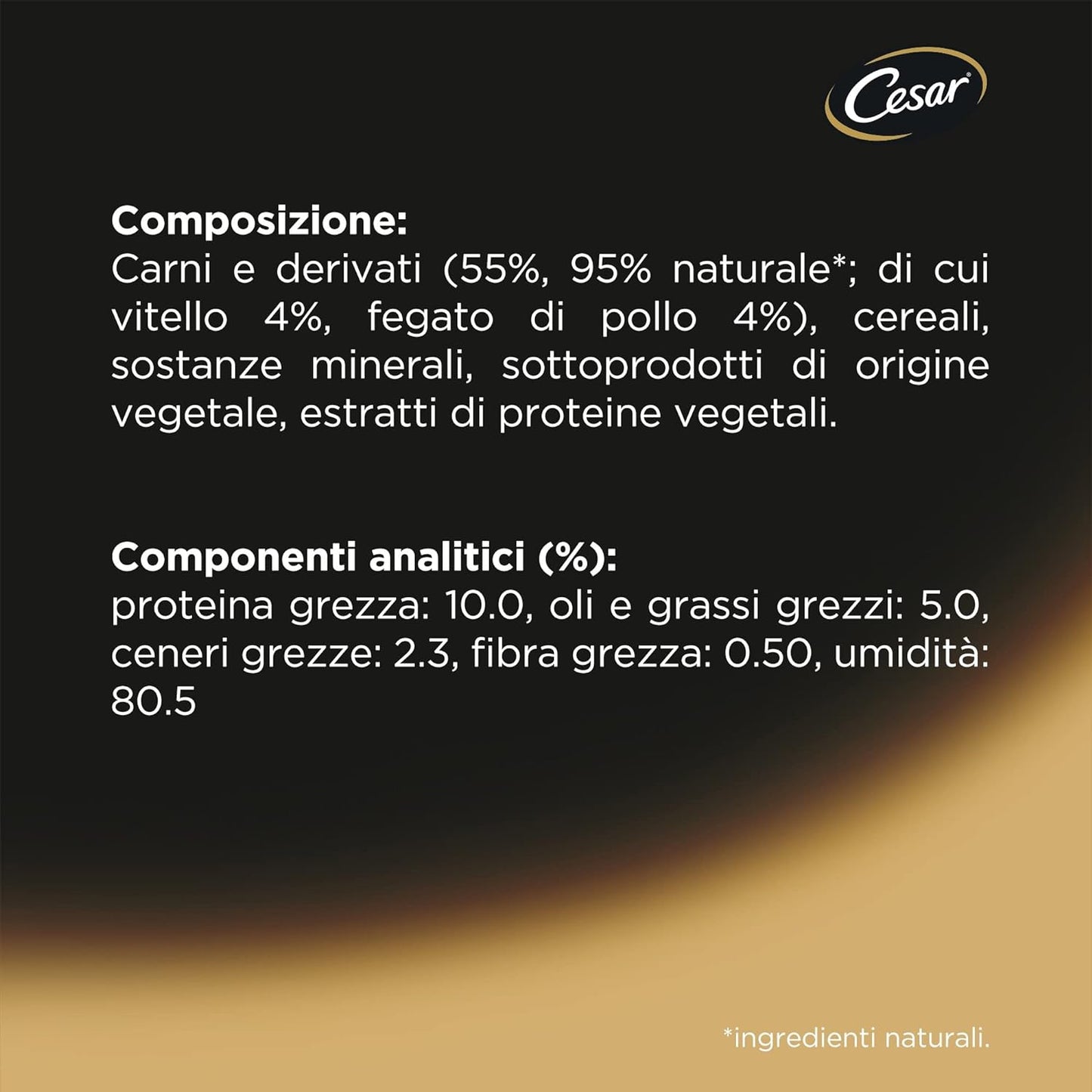 Cesar Ricette Classiche Cibo per Cane Tenero Patè con Tenero Vitello e Pollo 150 g - 14 Vaschette