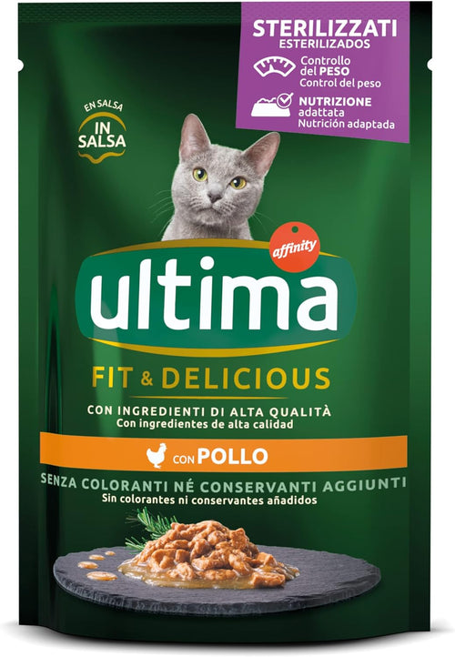 Ultima Fit & Delicious Cibo Umido per Gatti con Pollo, 85g