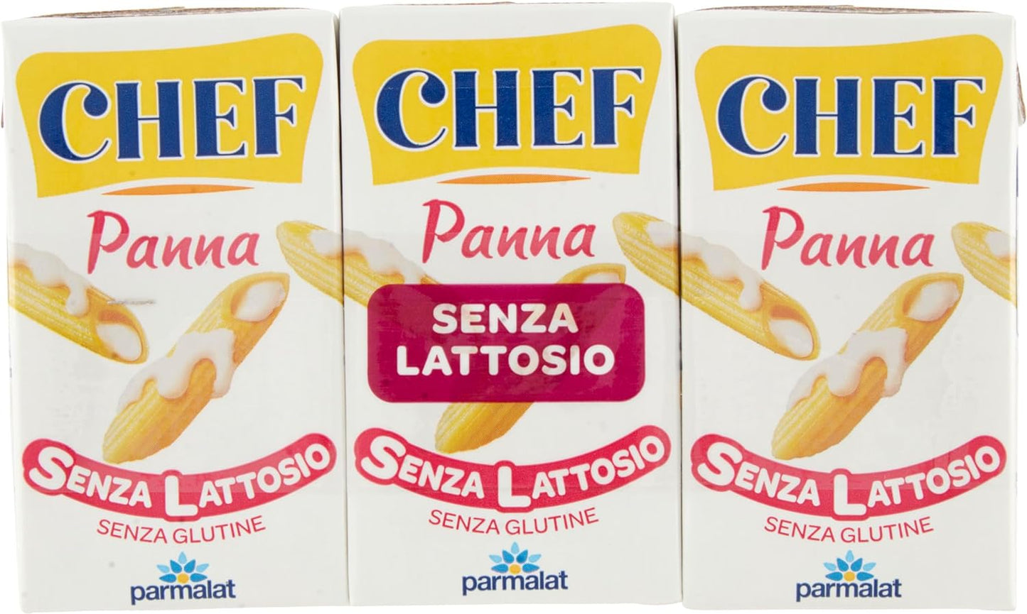 Chef, Panna Classica da Cucina Senza Lattosio, 3x125 ml