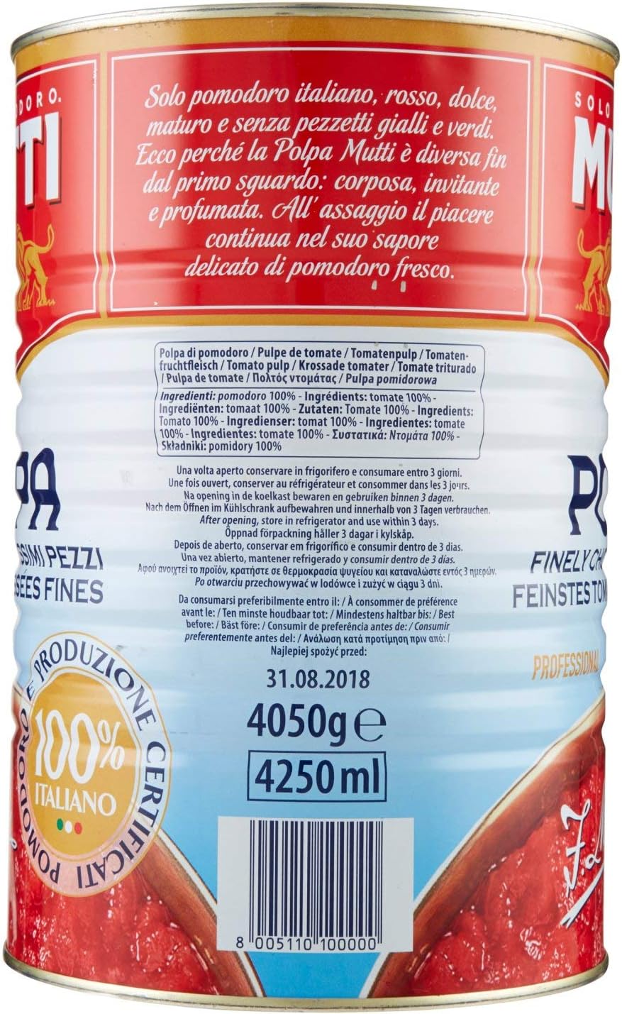 Mutti polpa finissima confezione da 4.05 kg chilogrammi (1000010171)