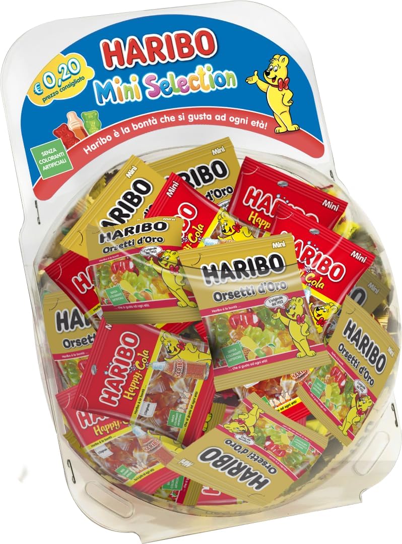 Haribo Mini Selection, Caramelle Gommose, Gusto Frutta, Ideali per Feste - 150 Bustine Da 12gr [1800gr]