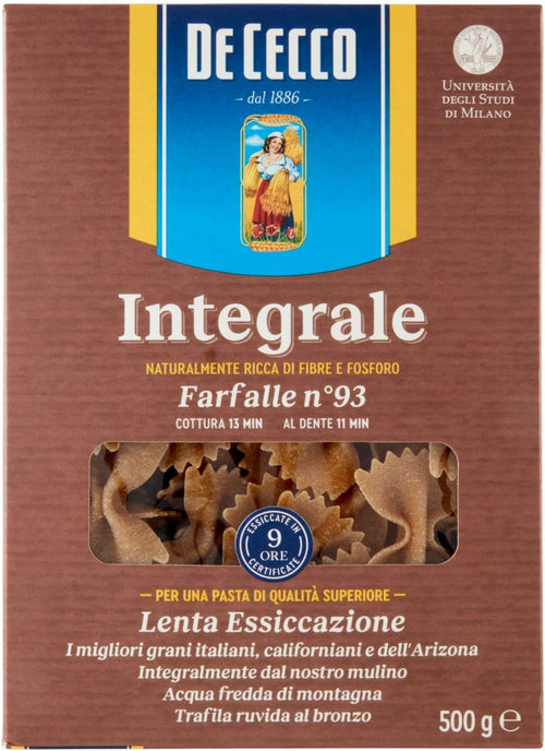De Cecco 147710 Farfalle Integrali N°93, 500 Gr