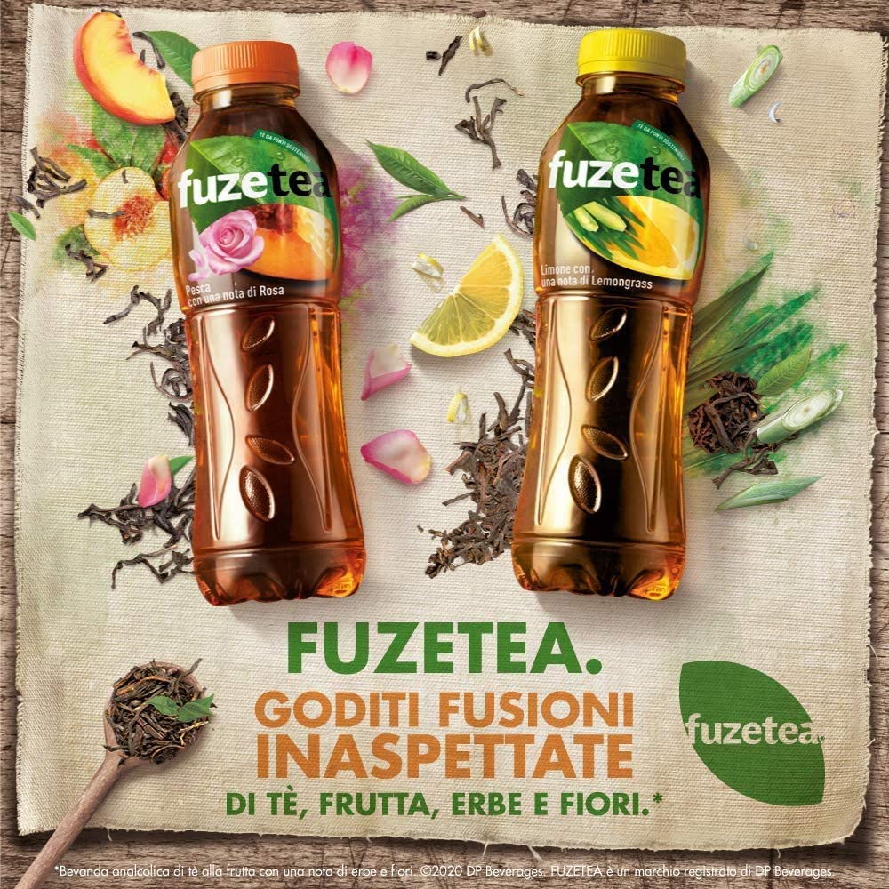 Fuzetea Pesca E Rosa 12 Bottiglie Da 400 Ml, Bevanda Analcolica, Tè Nero Pesca e Rosa