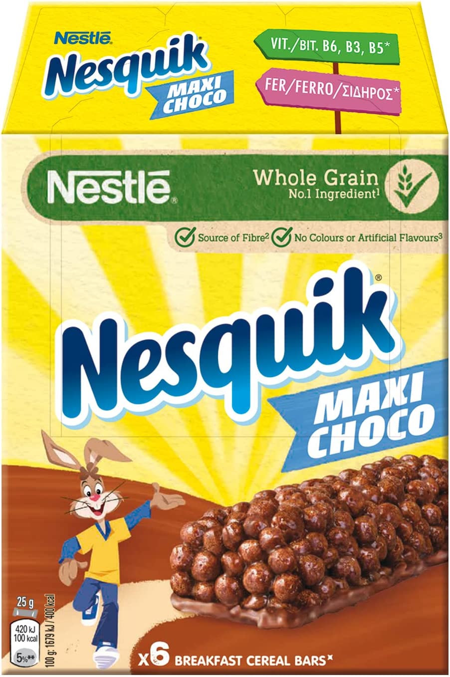 Nesquik Cereali Barrette di Cereali al Cioccolato e al Latte, 6 x 25g