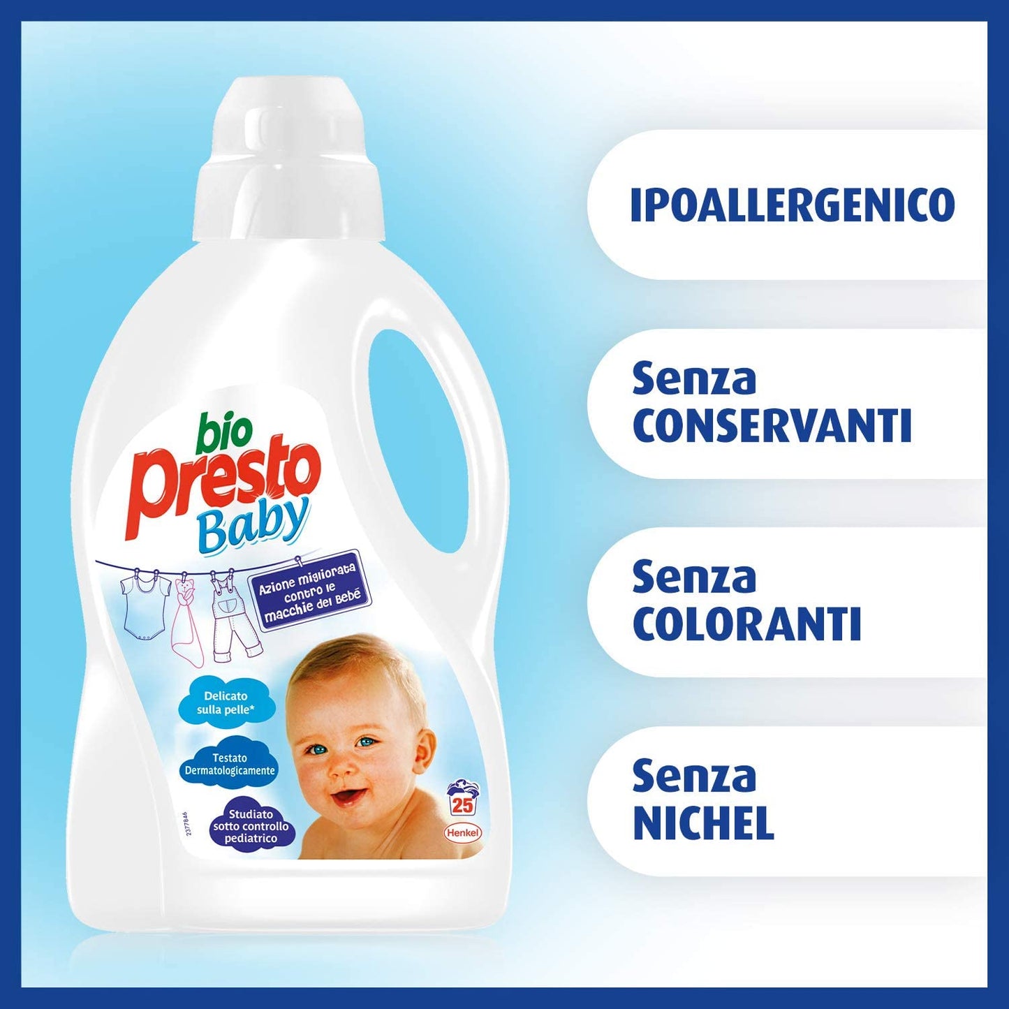 Bio Presto Liquido Baby, Detersivo Lavatrice Delicato Per Bimbi, 25 Lavaggi, 1500ml