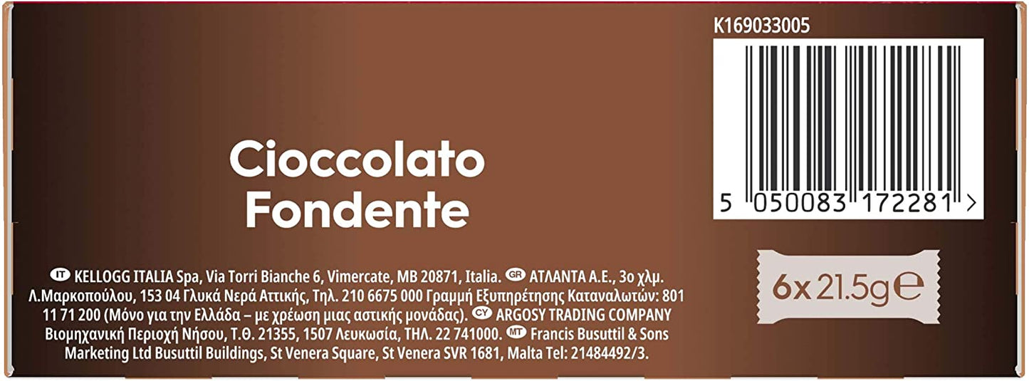 Kellogg's Barrette Cioccolato Fondente, 6 x 21.5g